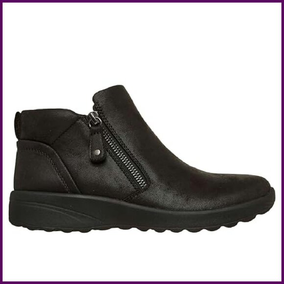 Microleather Ankle Booties with Memory Foam Insole, Side Zip Casual Shoes - Picture 7 of 7